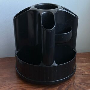 Vintage Oxford SDI Rotating Black 8x8" Caddy Office Stationary Organizer Taiwan
